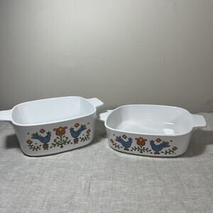 Corningware Country Festival Blue Bird Set of 2 Dishes 1 Qt 1.5 Qt Vintage‎ 75